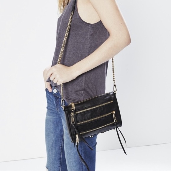Rebecca Minkoff Mini 5 Zip - Black & Gold - Picture 4 of 8